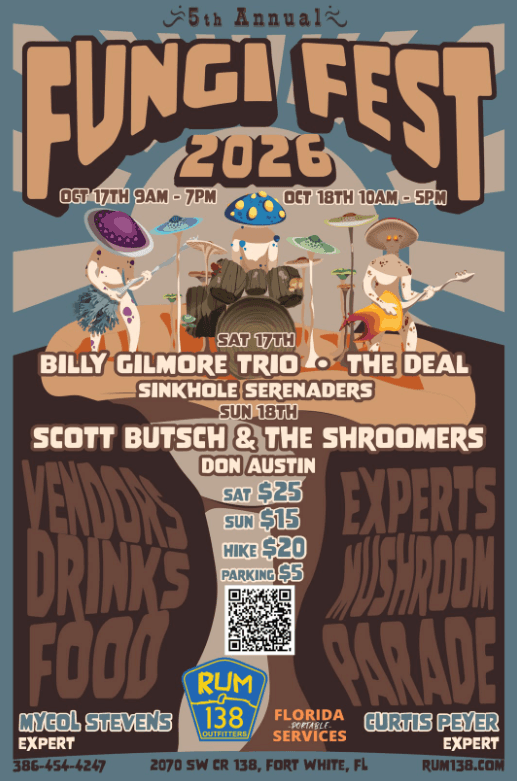 Poster: Fungi Fest 2026 at RUM 138, Saturday, October 17, 2026